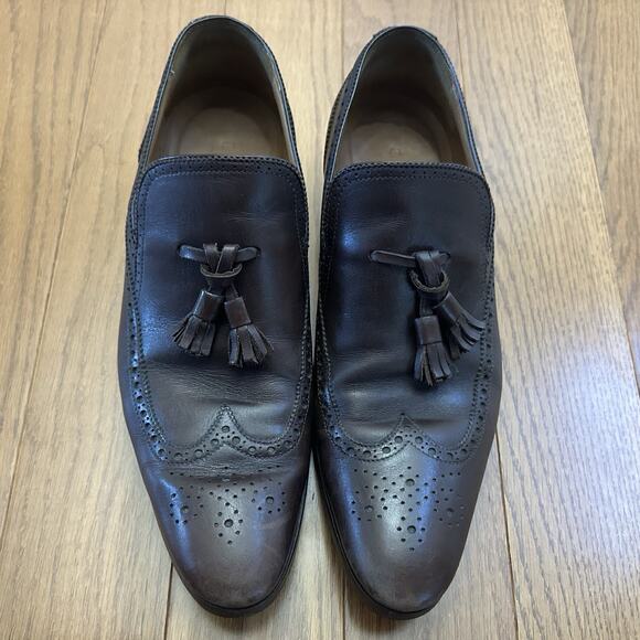 Gucci Mens 8 Brown Leather Tassel Designer Dress Slip On Italian Loafers Shoes - Picture 1 of 13